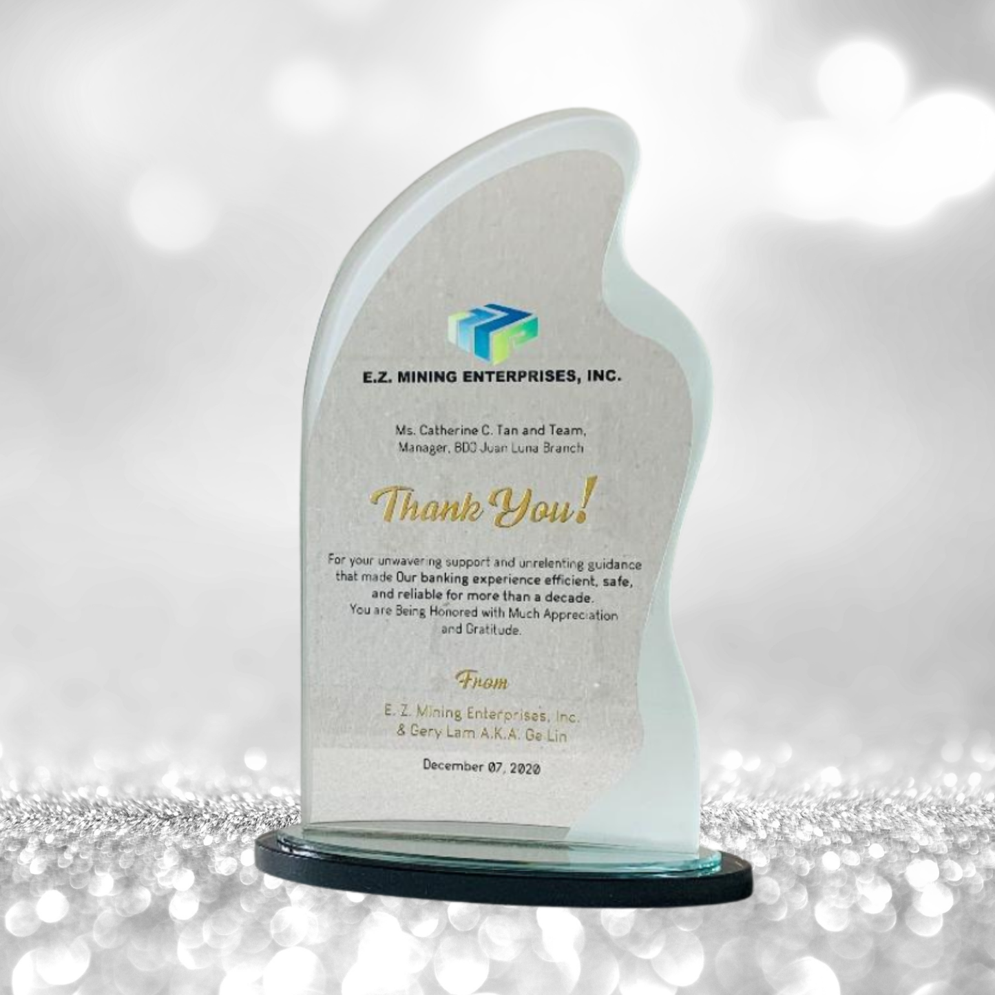 Rush Order Glass Plaque Awards - RA014