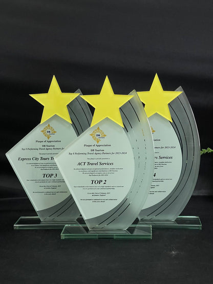 Best-Selling Glass Plaque Awards - GPA-022 *NEW DESIGN*